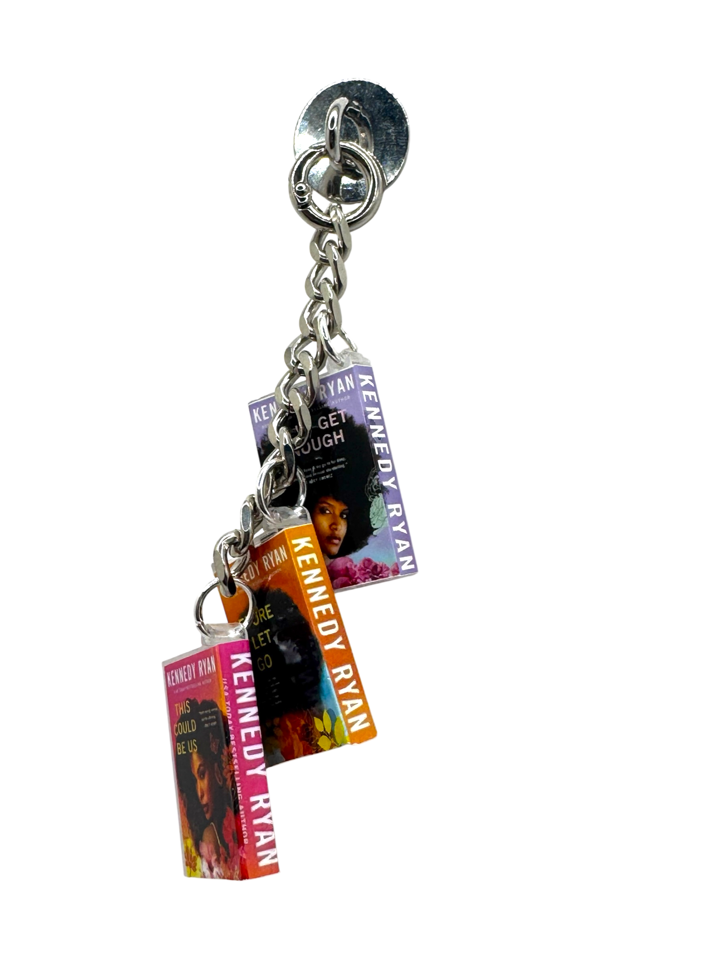 3 Book Charms On Silver Cuban Link Chain