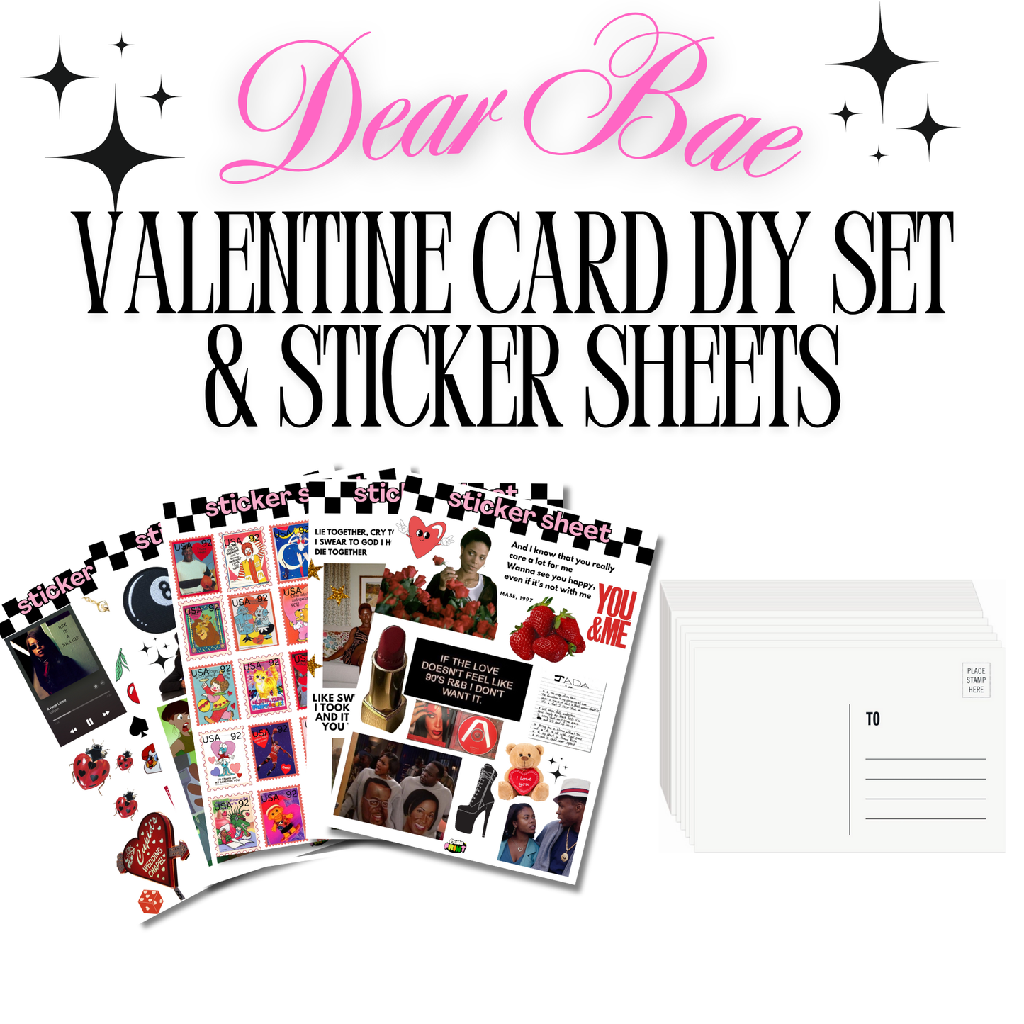 💌 Dear Bae: A ‘90s & Early 2000s Valentine’s Card & Sticker Set 💌