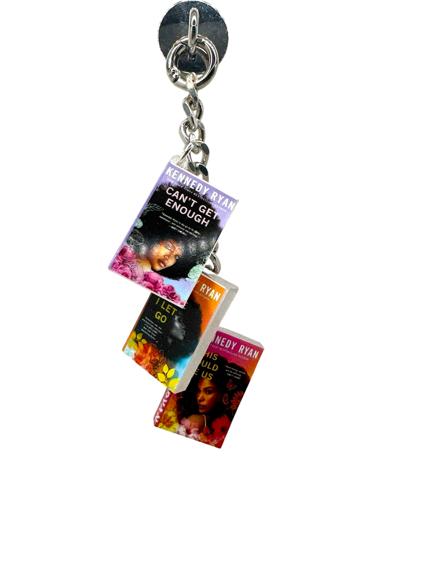 3 Book Charms On Silver Cuban Link Chain