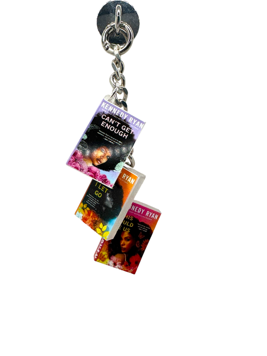 3 Book Charms On Silver Cuban Link Chain