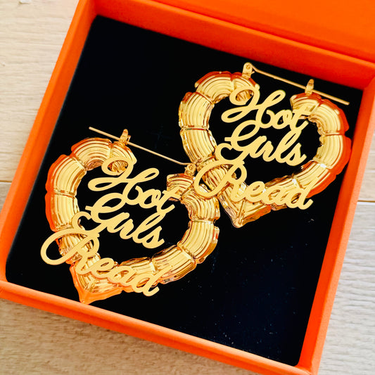 HOT GIRLS READ BAMBOO EARRINGS