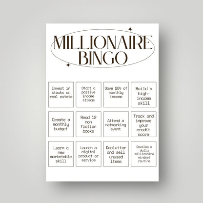 Prefilled Millionaire Bingo Poster